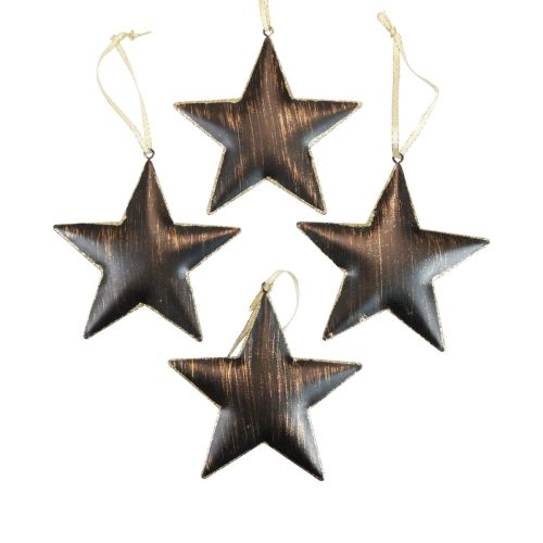 Floristik24 Kerstboomversiering decoratieve ster metaal zwart goud Ø11cm 4 stuks