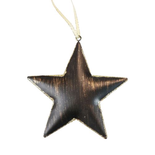 Artikel Kerstboomversiering decoratieve ster metaal zwart goud Ø11cm 4 stuks