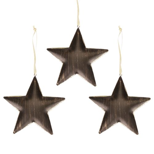 Artikel Kerstboomdecoratie decoratie ster metaal zwart goud Ø15cm 3st