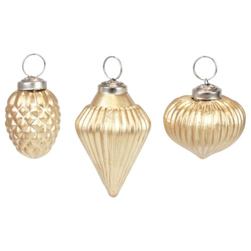 Floristik24 Kerstboomversiering glas goud decoratie vintage Ø4–6cm set van 3