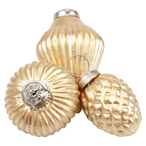 Floristik24 Kerstboomversiering glas goud decoratie vintage Ø4–6cm set van 3