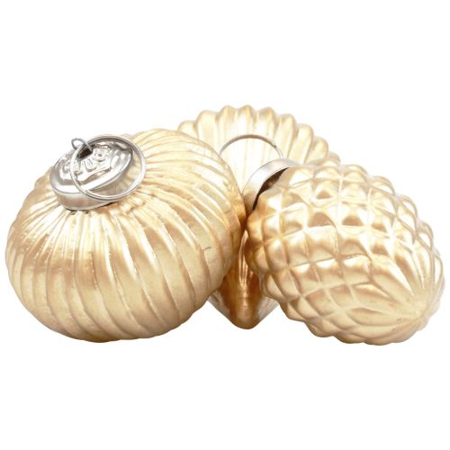 Floristik24 Kerstboomversiering glas goud decoratie vintage Ø4–6cm set van 3