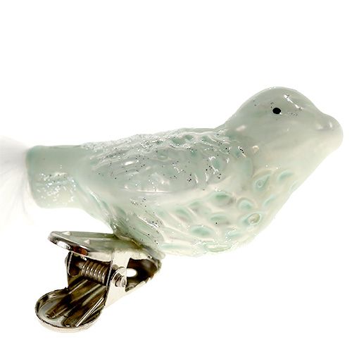 Floristik24 Het glasvogel van kerstboomdecoratie op geassorteerde klem groen. 4st