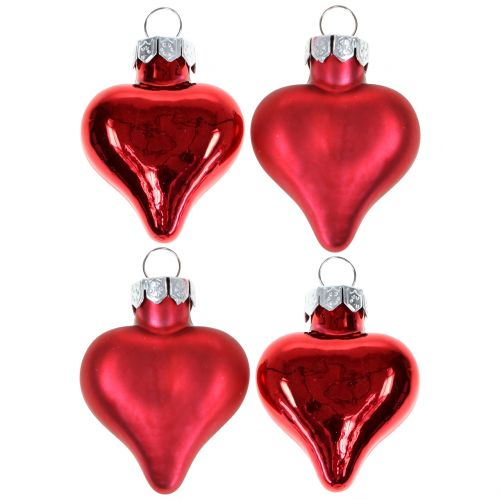 Floristik24 Kerstboomdecoratie hartjes rood 3cm 22st