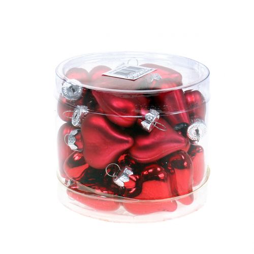 Artikel Kerstboomversiering hartjes rood 3cm 22 st