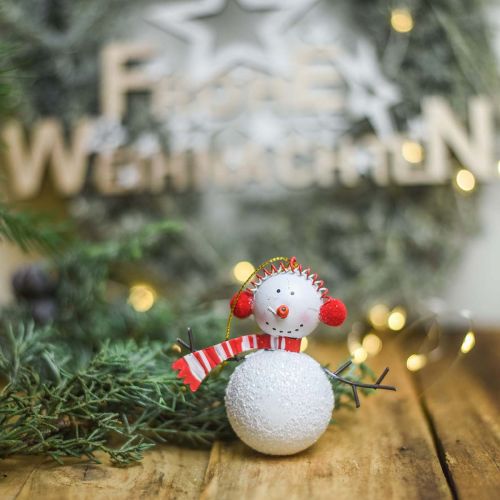 Artikel Kerstboomdecoratie sneeuwpop om op te hangen metaal 8,5/13cm 4 st