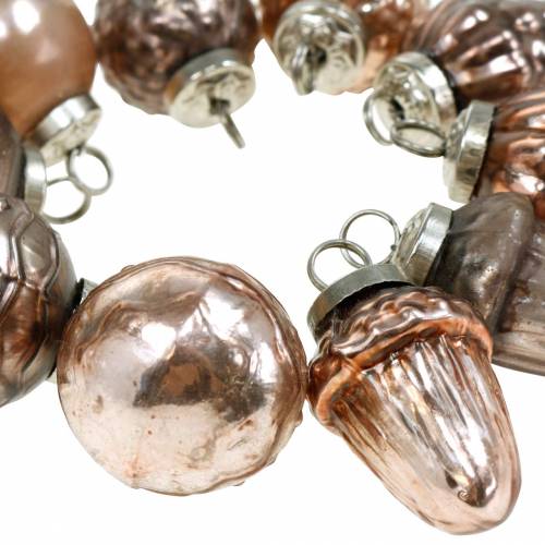 Floristik24 Mini-kerstdecoratie mix 4,5 cm koper assorti echt glas 10 stuks