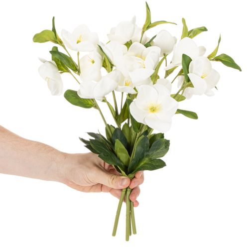 Kerstroos kunstbloem, wit, decoratief boeket kunstbloemen, 40 cm, 4 stuks | Floristik24.nl