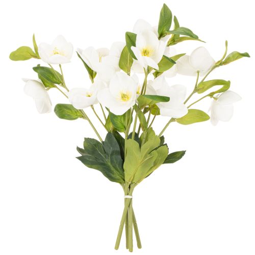 Kerstroos kunstbloem, wit, decoratief boeket kunstbloemen, 40 cm, 4 stuks | Floristik24.nl
