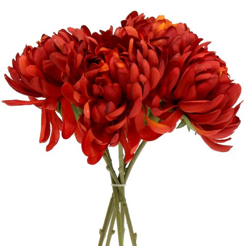 Chrysantenboeket vermiljoen rood 28cm 6 st