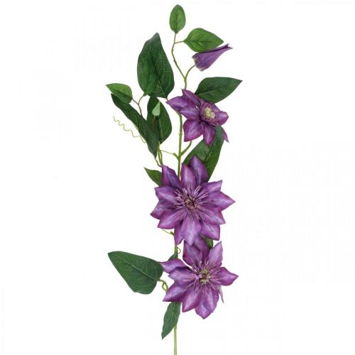 Floristik24 Clematis kunst, zijden bloem, decoratieve tak met clematis bloemen violet L84cm