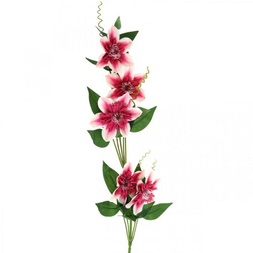 Clematis tak met 5 bloemen, kunstbloem, decoratieve tak roze, wit L84cm