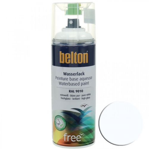 Artikel Belton vrije verf op waterbasis wit hoogglans spray puur wit 400ml