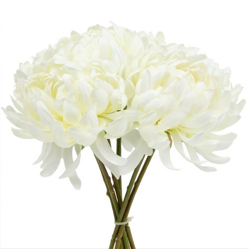 Artikel Decoratief chrysantenboeket wit 28cm 6st