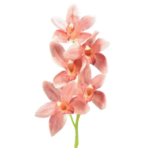 Floristik24 Cymbidium orchidee kunst 5 bloemen perzik 65cm
