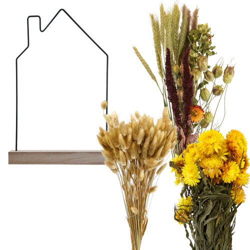 Floristik24 DIY doos bloemenbar met droogbloemen huisje 34,5×24,5cm
