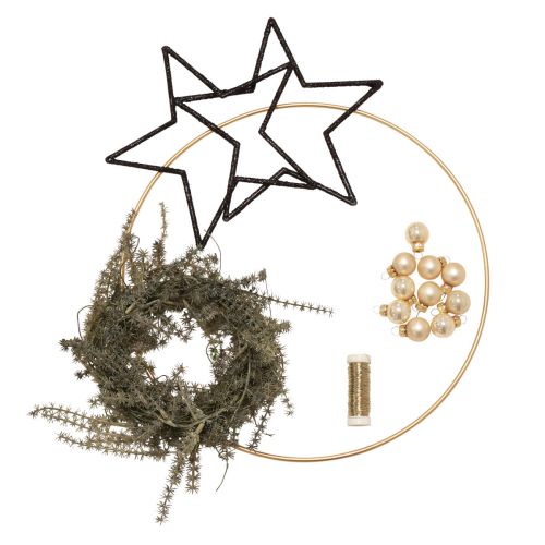 Floristik24 DIY doos raamdecoratie Kerst zwart gouddraad Ø30cm