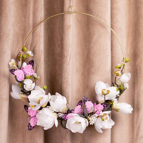 Floristik24 DIY doos magnolia lus met eucalyptus raamdecoratie wanddecoratie 30,5cm