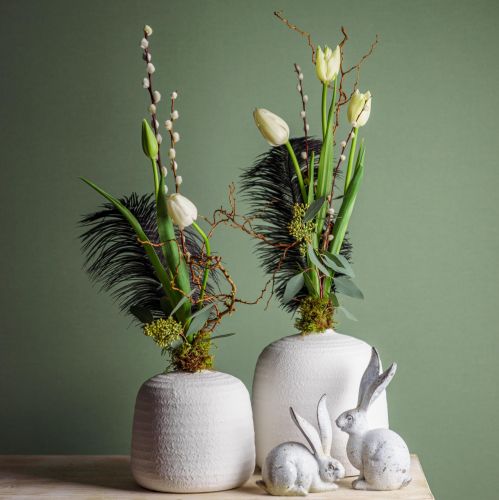 Floristik24 Vaas keramiek, decoratieve vazen wit Ø15cm H14,5cm set van 2