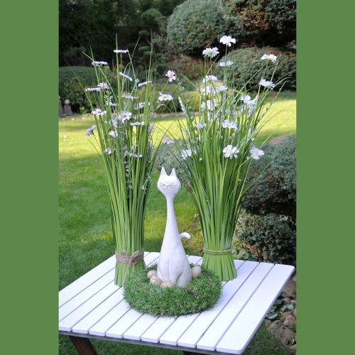 Artikel Bosje gras met bloemen wit 70cm