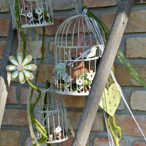 Floristik24 Vogelkooi vintage vierkant wit 21 / 17cm 2st