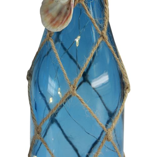 Floristik24 Glazen fles maritiem blauwe flessen met LED H28cm 2st
