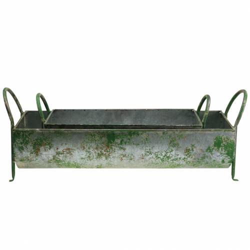 Floristik24 Sierbak voor beplanting met handvatten grijs, groen 60/43cm, set van 2