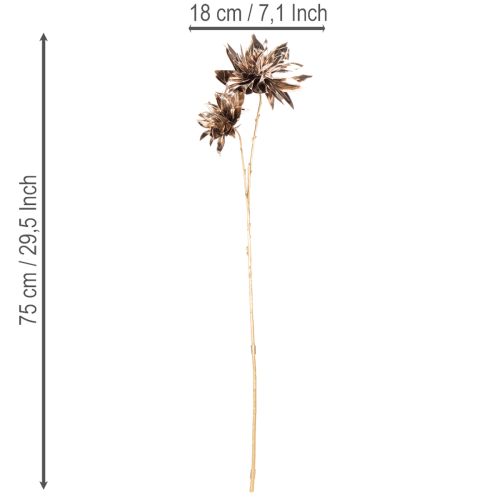 Kunstmatige dahlia, met lange steel en twee bloemen, 75 cm | Floristik24.nl
