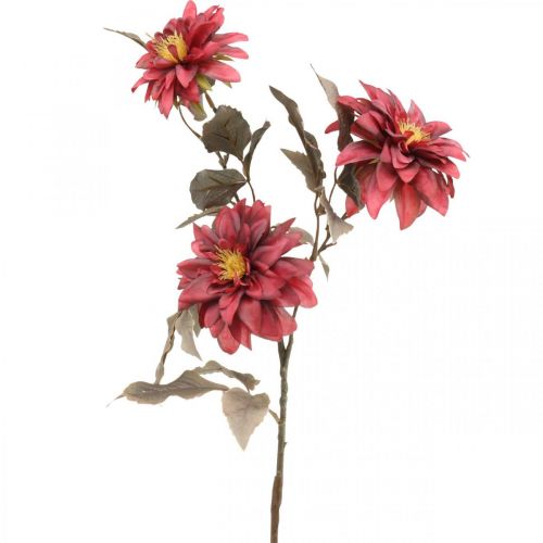 Kunstbloem dahlia rood, zijden bloem herfst 72cm Ø9/11cm