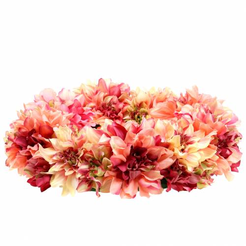 Artikel Dahlia bloesemkrans roze, crème Ø42cm