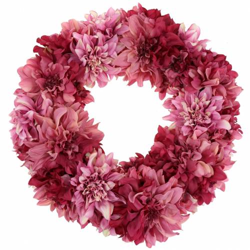 Dahlia bloemenkrans schemerig roze, kaasjeskruid Ø42cm