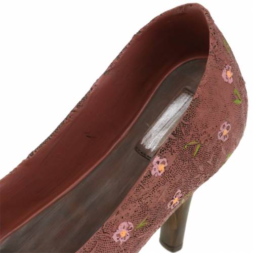 Floristik24 Decoratieve schoen plant schoen pomp bruin 24cm × 8cm H13.6cm