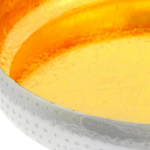 Floristik24 Sierschaal metaal rond Goud &amp; zilver dienblad Ø36.5cm