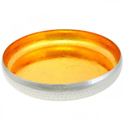 Floristik24 Sierschaal metaal rond Goud &amp; zilver dienblad Ø36.5cm