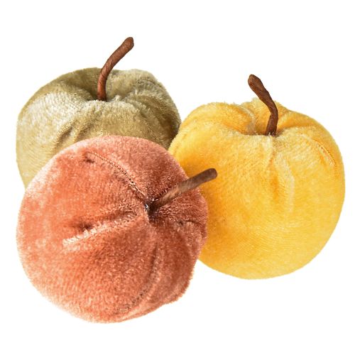 Decoratieve appels stof appel fluweel bruin geel Ø5cm H6cm 12 stuks