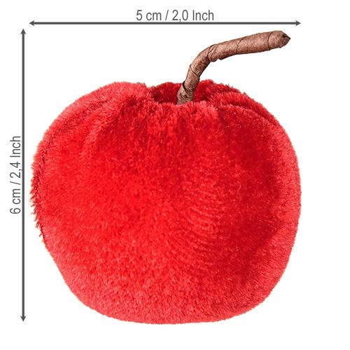 Artikel Decoratieve appels stof herfstdecoratie fluweel rood Ø5cm H6cm 12 stuks