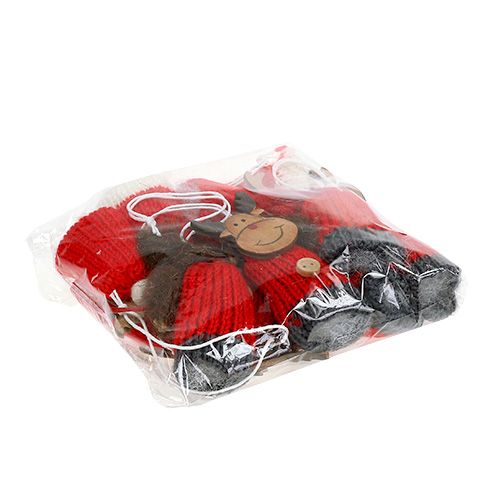 Floristik24 Decoratiehanger hert 7,5cm rood-wit 12st