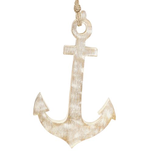 Floristik24 Decoratief anker hout wit geveegd houten anker om op te hangen 30,5cm