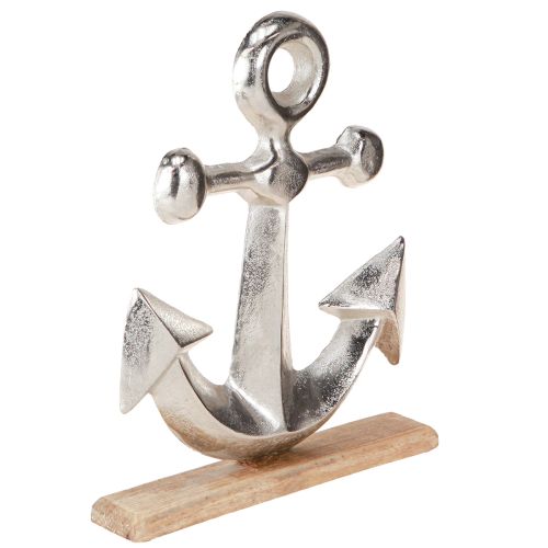 Artikel Decoratief anker metaal hout in natuurlijk zilver 25,5x5,5x31cm