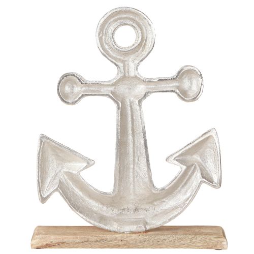 Artikel Decoratief anker metaal hout in natuurlijk zilver 25,5x5,5x31cm