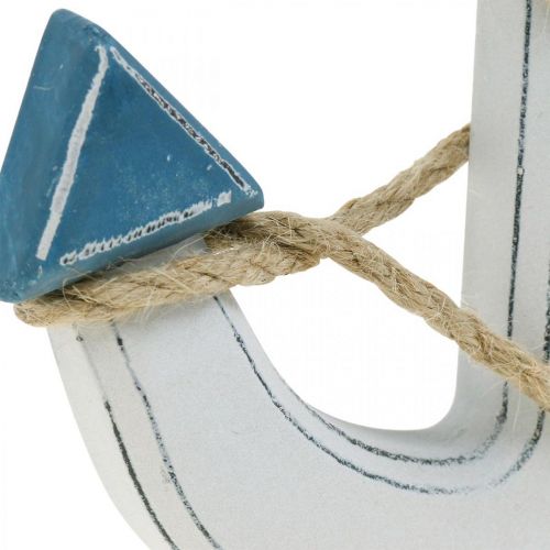 Floristik24 Decoratief anker hout voor tafeldecoratie maritiem blauw, wit H24cm
