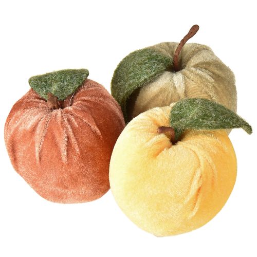 Decoratieve Appelfluweel met Blad Bruin Geel Ø7,5cm H9cm 9 st.