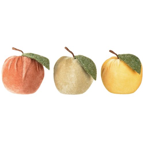 Artikel Decoratieve Appelfluweel met Blad Bruin Geel Ø7,5cm H9cm 9 st.