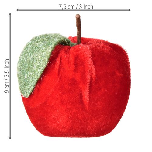Artikel Decoratieve appelstof met bladfluweel &amp; vilt rood Ø7,5cm H9cm 9 stuks