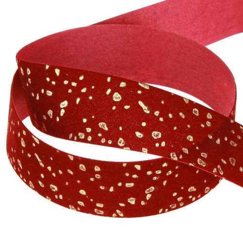Artikel Decoratief lint donkerrood met gouden spikkels 15mm 20m