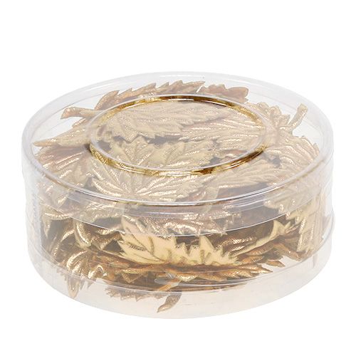 Floristik24 Decoratief blad gemaakt van zijde 5cm goud 60st