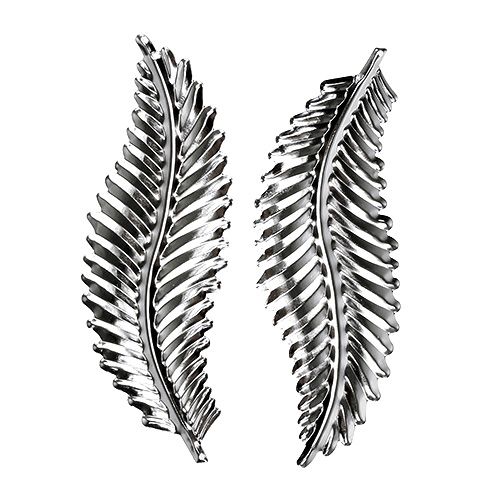 Floristik24 Decoratief blad van metaal zilver 4cm x 12cm 12st