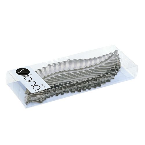 Floristik24 Decoratief blad van metaal zilver 4cm x 12cm 12st