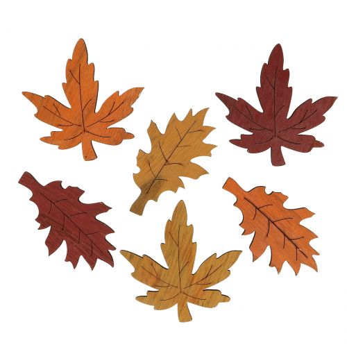 Floristik24 Decoratief bladmix hout geel, oranje, donkerrood 8cm 18 st