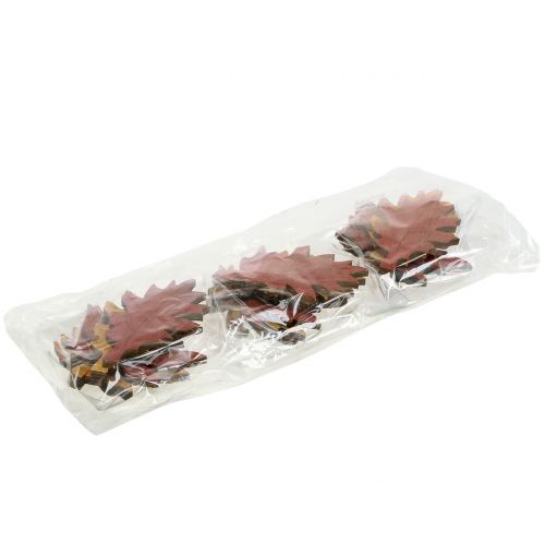 Floristik24 Decoratief bladmix hout geel, oranje, donkerrood 8cm 18 st